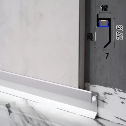 Скрытый плинтус теневого шва с LED-подсветкой Sintezal P-120